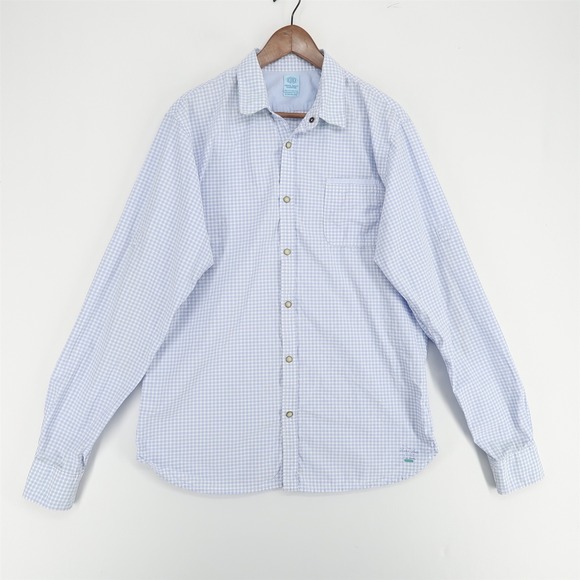 Scotch & Soda Other - Scotch and Soda Shirt Mens XL Blue Plaid Long Sleeve Roll Tab Cotton Flip Cuff